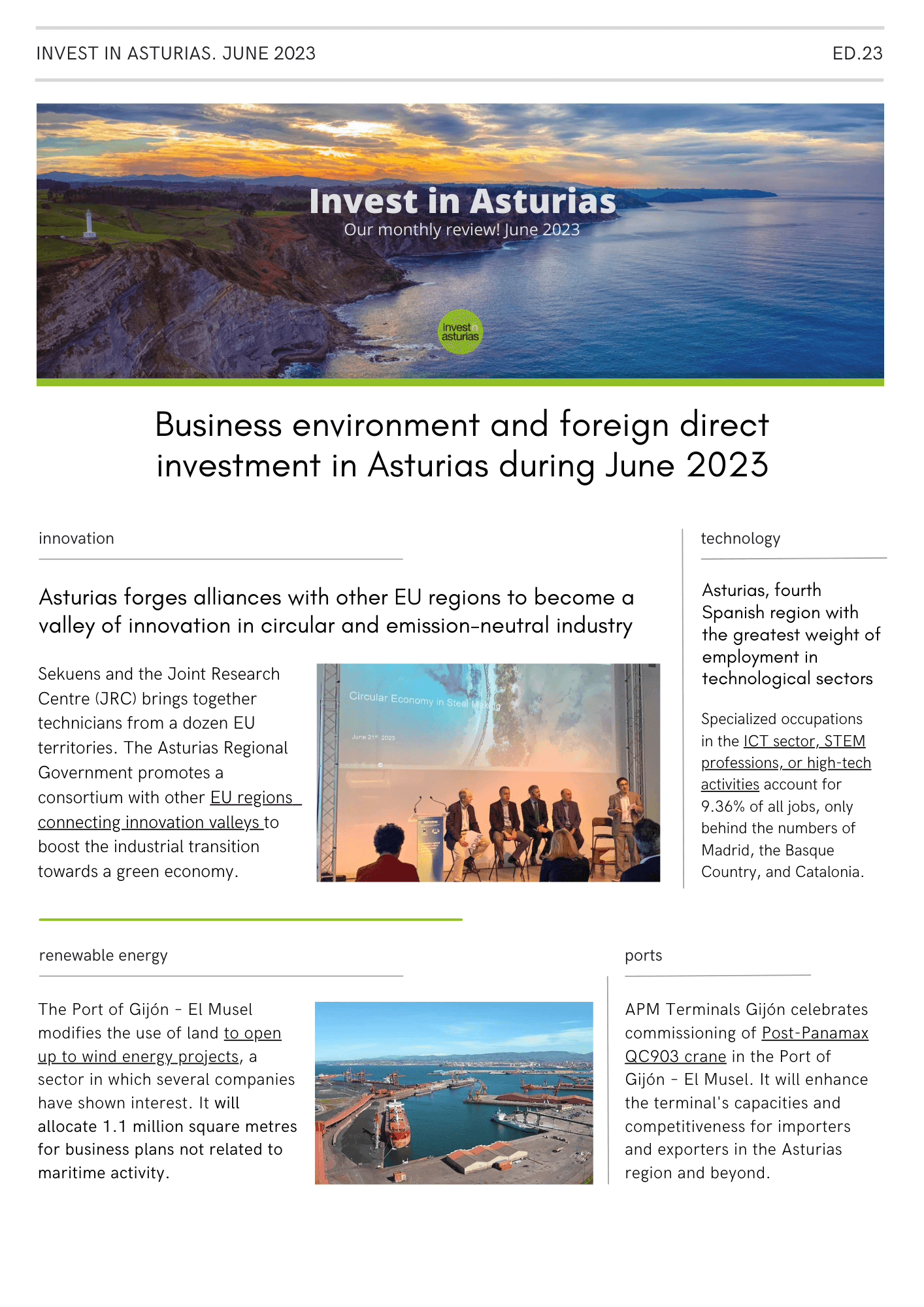 Newsletter Invest in Asturias June 2023