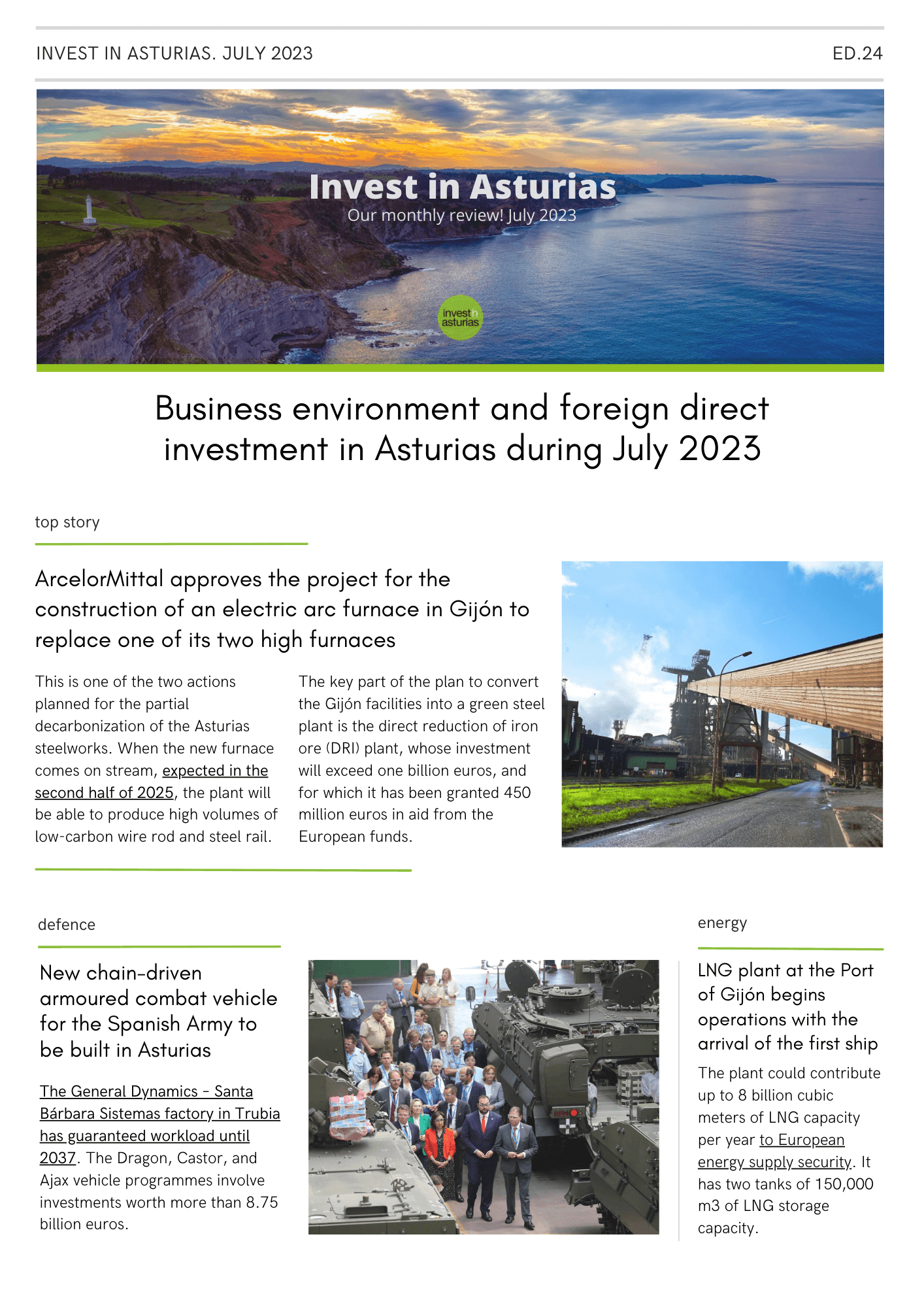 Newsletter Invest in Asturias july 2023 foreign investment
