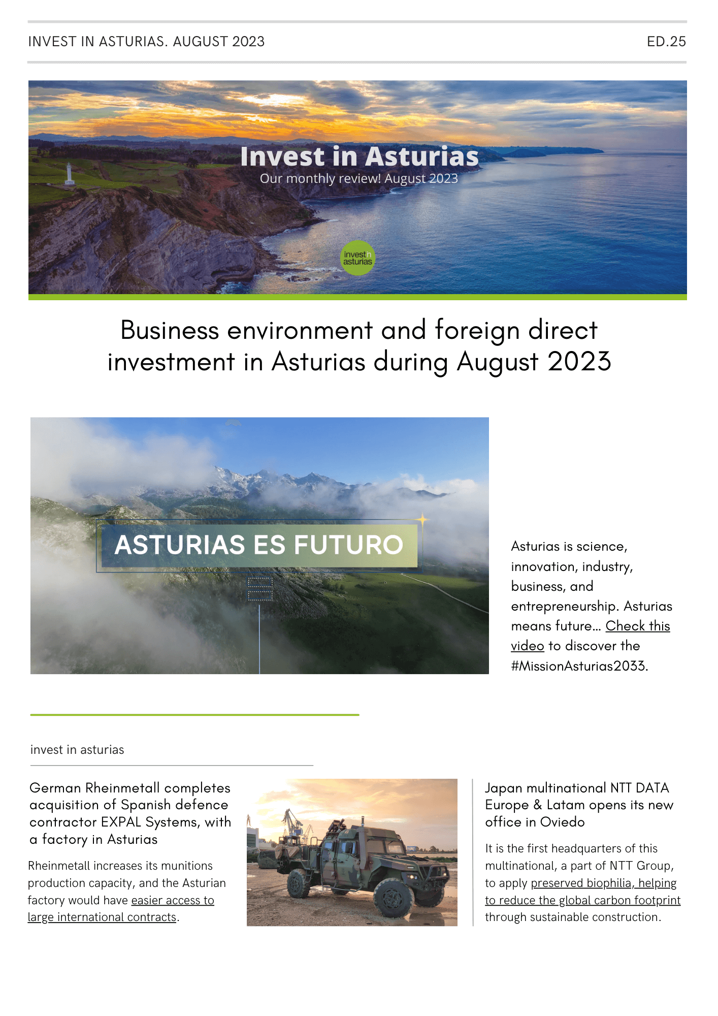 Boletín Invest in Asturias agosto 2023